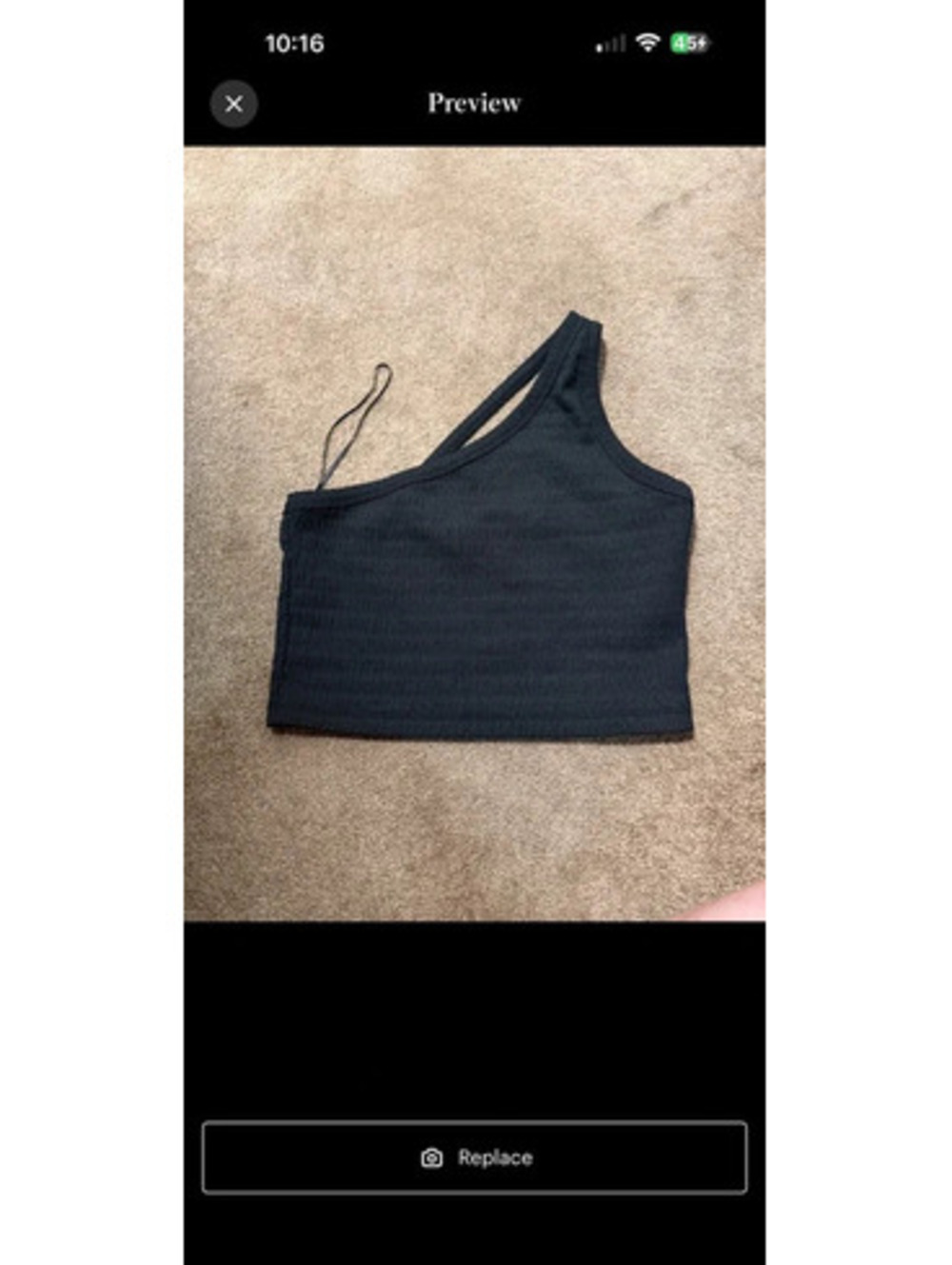 American Eagle Outfitters Black One-Shoulder Ribbed Crop Top